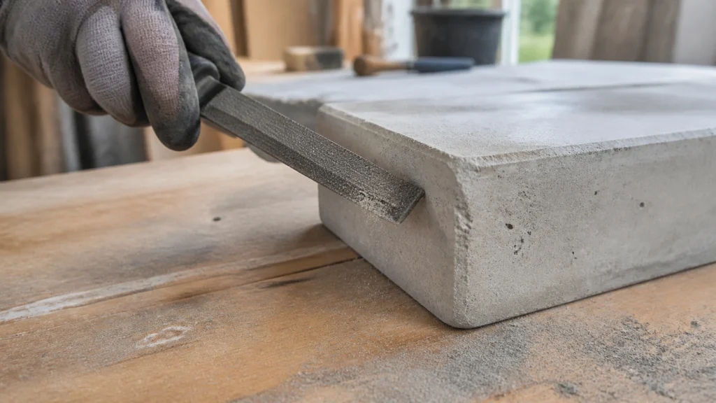 Illustration éditoriale pour l’article « Comment arrondir un angle de béton sec : astuces et outils »