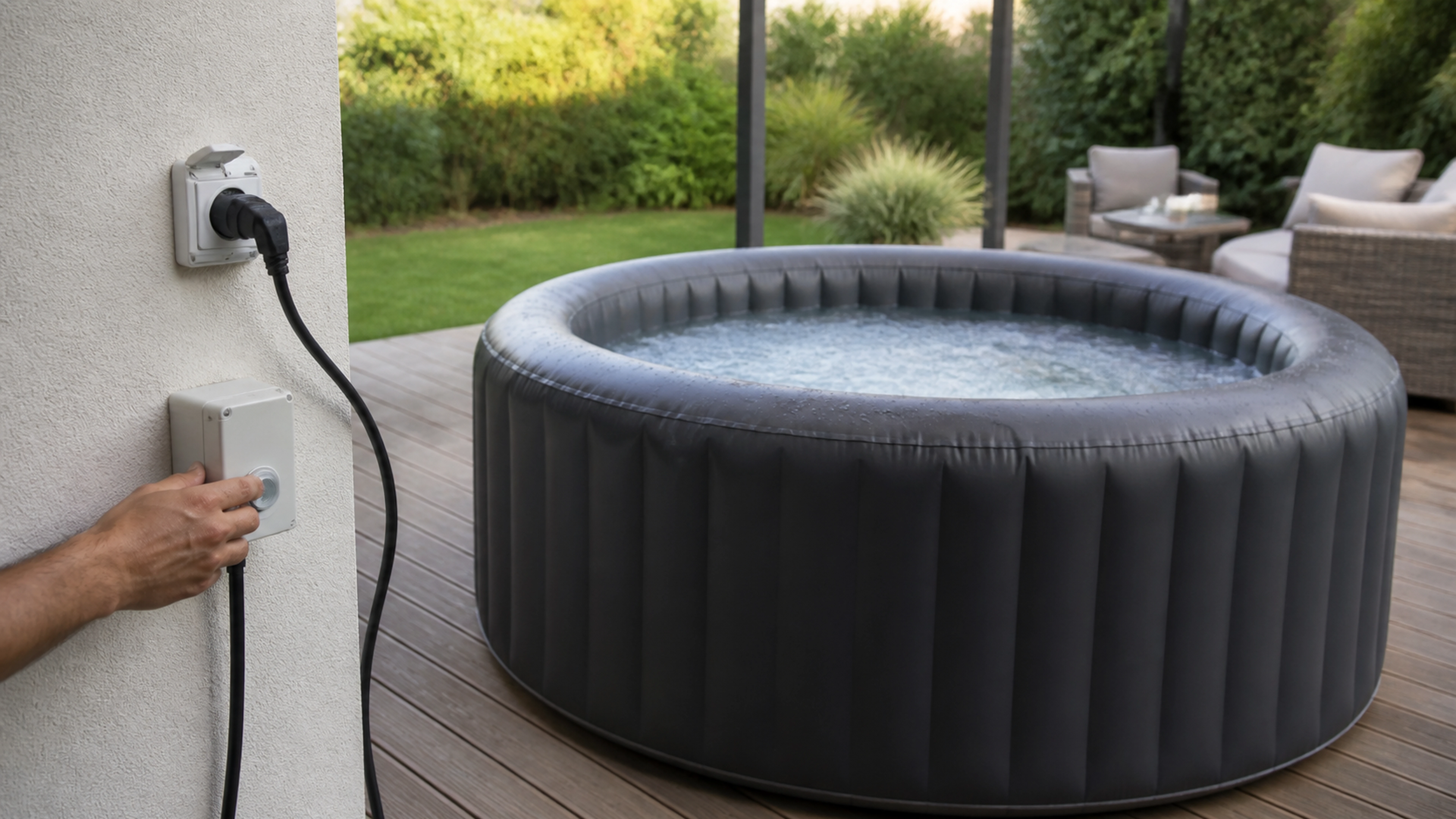 Illustration éditoriale pour l’article « Maîtriser la consommation électrique de votre spa gonflable »