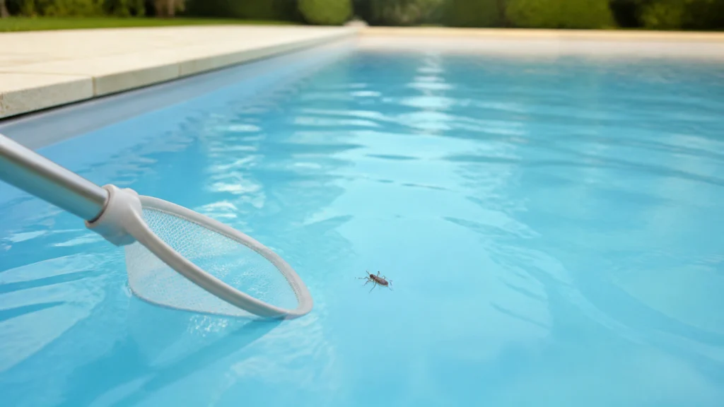 Illustration éditoriale pour l’article « Notonecte de piscine : comment s'en débarrasser facilement »