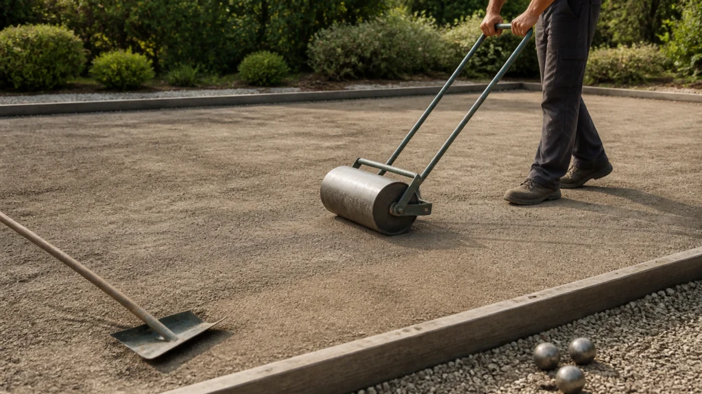Illustration éditoriale pour l’article « Comment durcir un terrain de pétanque pour un jeu parfait »