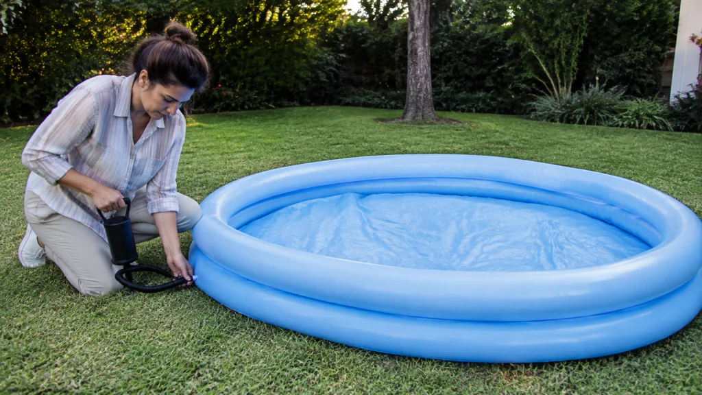 Illustration éditoriale pour l’article « Comment gonfler une piscine gonflable sans l'abîmer »