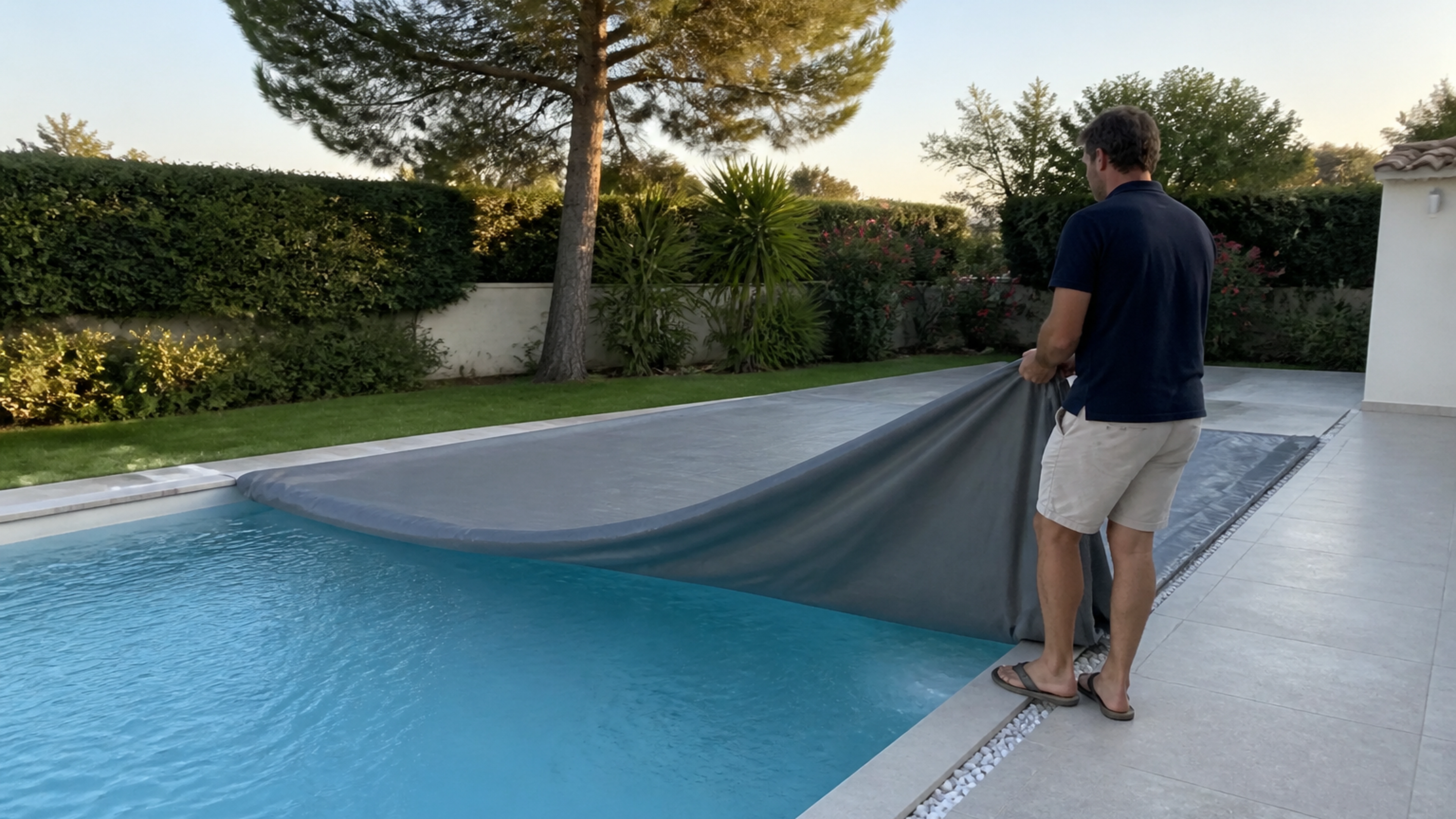 Illustration éditoriale pour l’article « Quand bâcher sa piscine : les conseils pour une eau pure »
